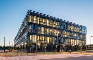 A view of the front of the Krakow Technology Park building